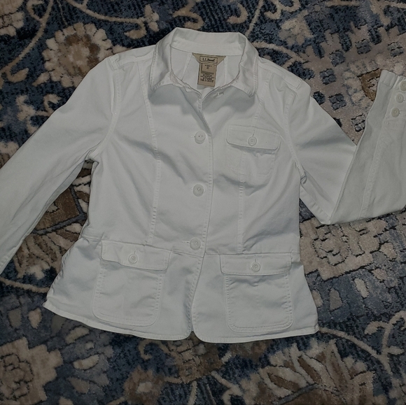 LL Bean Cotton Barn Jacket / Blazer In White - Picture 1 of 9